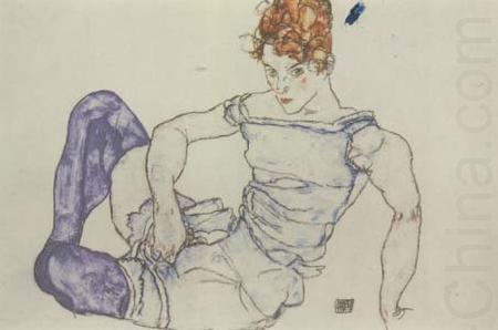 Egon Schiele Seated Woman in Violet Stockings (mk12) china oil painting image